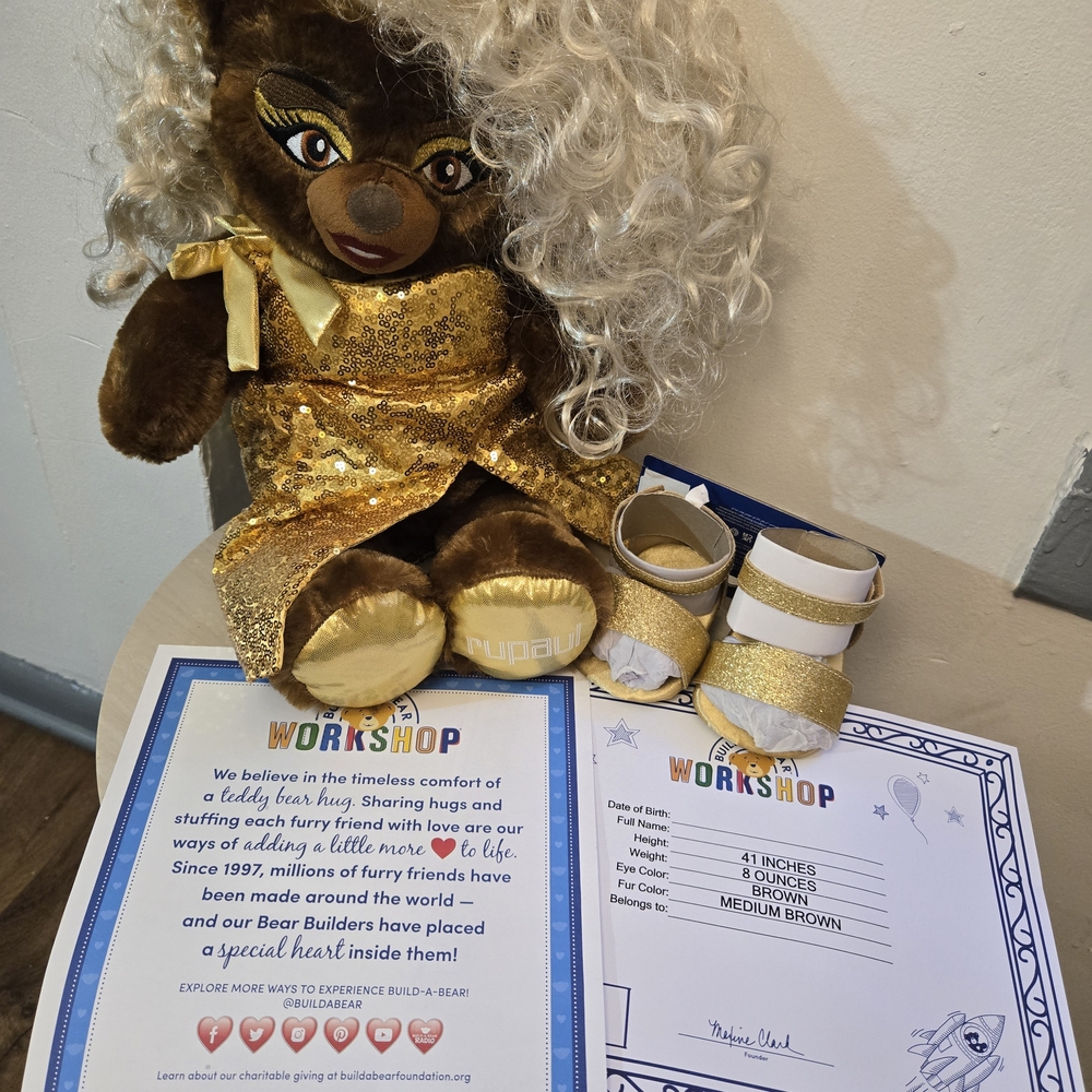 Build-A-Bear Brown Bear with Gold Outfit